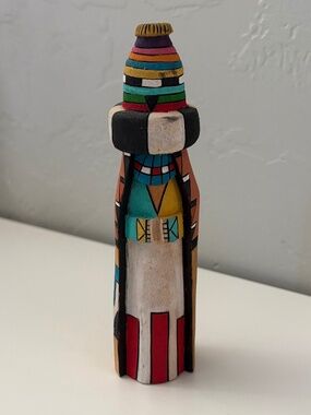 HANDMADE HOPI CLOWN KACHINA DOLL NATIVE AMERICAN CARVING
